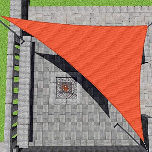 Patio Paradise 16' x 16' x 16' Orange Sun Shade Sail Triangle Canopy, 180 GSM Permeable Canopy Pergolas Top Patio Cover, Permeable UV Block Fabric Durable Outdoor, Customized Available