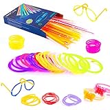 Vicloon Barras Luminosas, 100pcs Pulseras Luminosas con Variedad de Conectores, Kits para Crear Gafas, Pulseras triples, una Diadema, Bolas Luminosas, Mariposas, una Bola Luminosa Premium