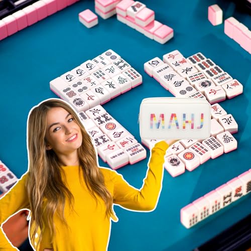 Sunnymove Empty Mahjong Bag Thickened American Mahjong Tiles Bag with Zipper Storage Pouch for Board Game Pieces Game Party Travel Gatherings Accessories, 10.4''x5.6'', Case Only (Mahj,Rainbow) - image 5