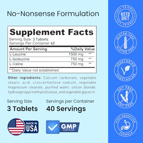 Crazy Muscle BCAA Pills with The Perfect 2:1:1 Ratio of Branched Chain Amino Acids Supplement, 1000mg of BCAAs per Pill (Better Than Capsules), 120 Tablets - Image 4