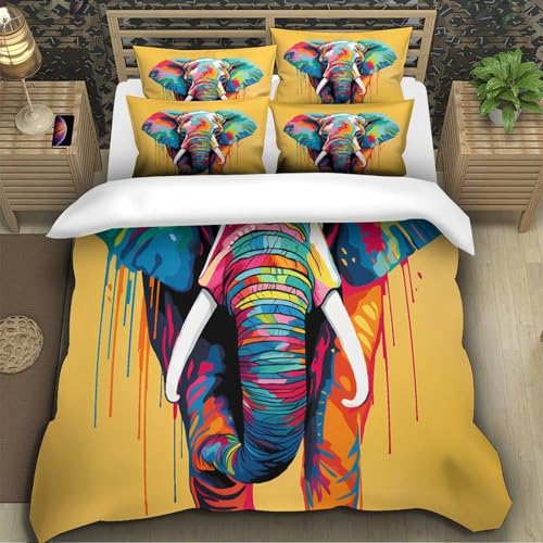 Housse de couette éléphant coloré 140x200 microfibre 3D - 5