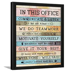 Chaka Chaundh Engineered Wood - Office Rules Wall Decor Item - Motivational Office Rules Quotes Wall Frames - Business Rules Quotes Wall Frame - (14 X 11 Inches)