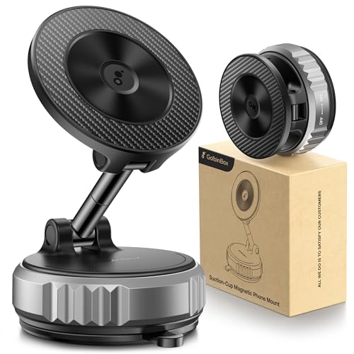 Image of Golinbox Upgraded Nano Gel Vacuum Magnetic Car Phone Holder for MagSafe 360 Adjustable, [100+LBS Suction & 3000gf Magnetic] Suction Cup Phone Mount for Your Car /Gym /Mirror Mount for iPhone & Android