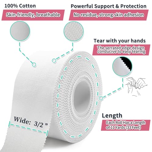 Image of Athletic Tape, 2‑Pack White Sports Tape, Strong, Breathable & Easy‑to‑Tear