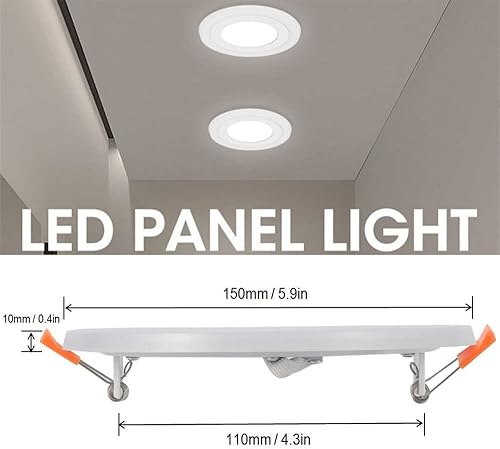 Miniatura 10 de BOLXZHU Paquete de 2 luces LED de techo, luz LED redonda de doble color (blanco frío + azul), iluminación LED empotrable ultrafina, (12+4) W 7.7
