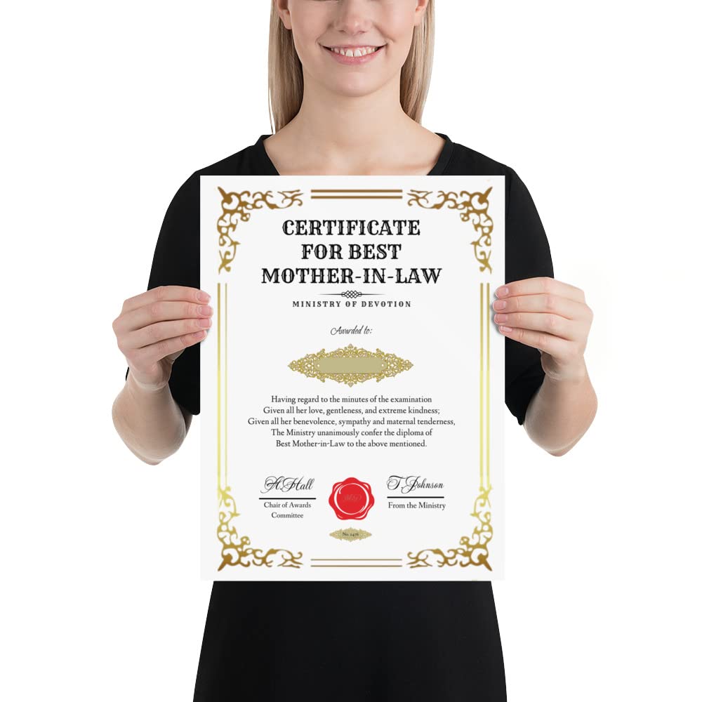 Certificat de la meilleure belle-mère pour lui dire je vous aime