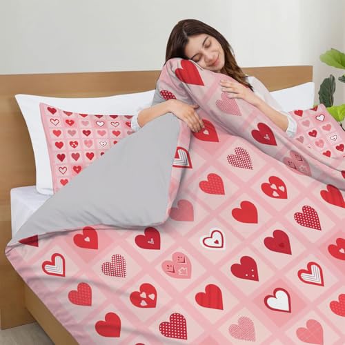Housse de couette 3d parure de lit 220x240cm microfibre nature rose