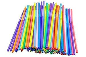 100PCS Colorful Extra Long Bendable Flexible Straws Party Disposabl Drinking Straw
