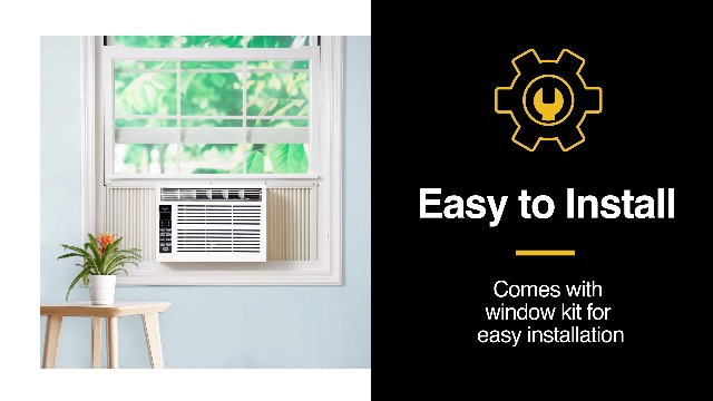 Image of Whirlpool 6,000 BTU Window Air Conditioner with Dehumidifier, Timer, White | Dehumidifier, 115V, Remote Control, Digital Display, 24H-Timer for Rooms up to 250 Sq. Ft., Living Room, Bedroom, or Kitchen