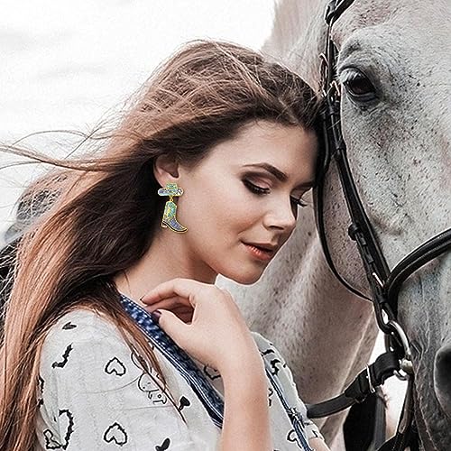 Rhinestone Western Boots Earrings Sparkly Crystal Cowboy Earrings Cowgirl Cowboy Hat Earrings Country Concert Outfits Western Jewelry Outfits3