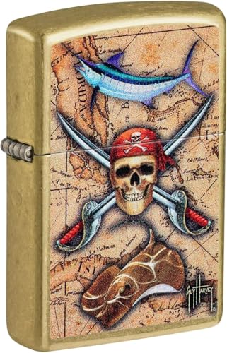 Zippo Encendedor Personalizado Pirata Tumbled Brass miniatura 1