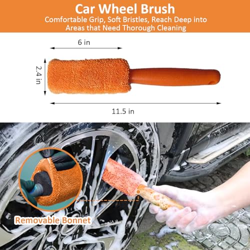 9Pcs Car Wash Detailing Kit Cleaning Kits,with Wash Mitt Wax Applicator Pad Tire Brush Sponge Microfiber Cleaning Cloths Glass Cleaning Cloth Car Cleaning Tools Kit for Interior, Exterior, Wheels — view 2