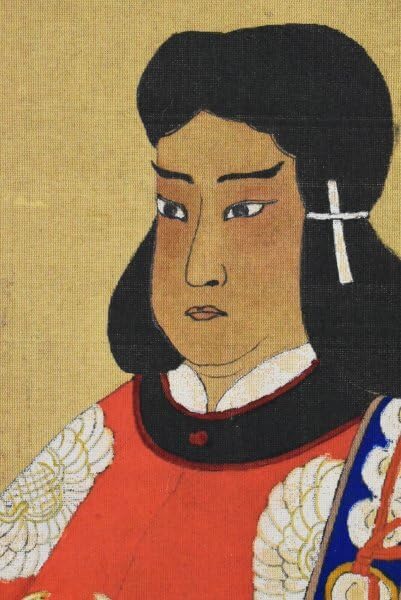 真作] [S8] 狩野永琳「聖徳太子御孝養像」絹本 肉筆 共箱 金泥