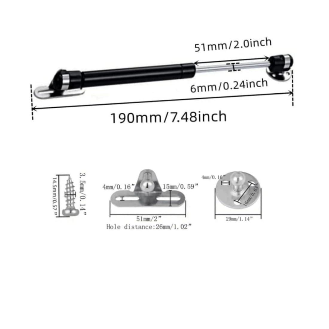 6 Inch Gas Struts - 4 Pack Cabinet Lift Supports -3