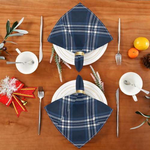 Servilletas de Tela Cuadradas Azul Tartan Navy 20x20 Pulgadas miniatura 5