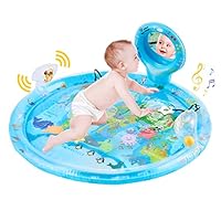 Baby Play Mats for Tummy Time Extra Large 80×80cm, Soft Inflatable Water Mat with Mirror, Teethers & Rattle, Baby Sensory Toys for 3–12 Months Baby Girls & Boys, Early Development Activity Playmat