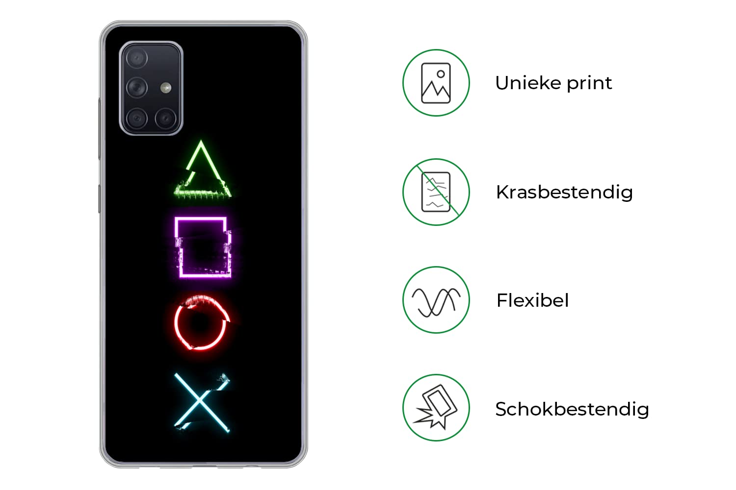 Funda para Samsung Galaxy A51 - Juego - Mando - Neón - Funda de Silicona/Funda Blanda para teléfono móvil