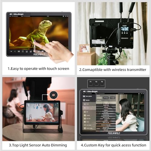 Image of FEELWORLD LUT11S 10.1 inch 2000nits 1920x1200 Resolution Ultra-Bright Touch Screen Camera Field Monitor 3G-SDI & 4K HDMI Input /Output Large Screen On-Camera Monitor for Directors /Photographers