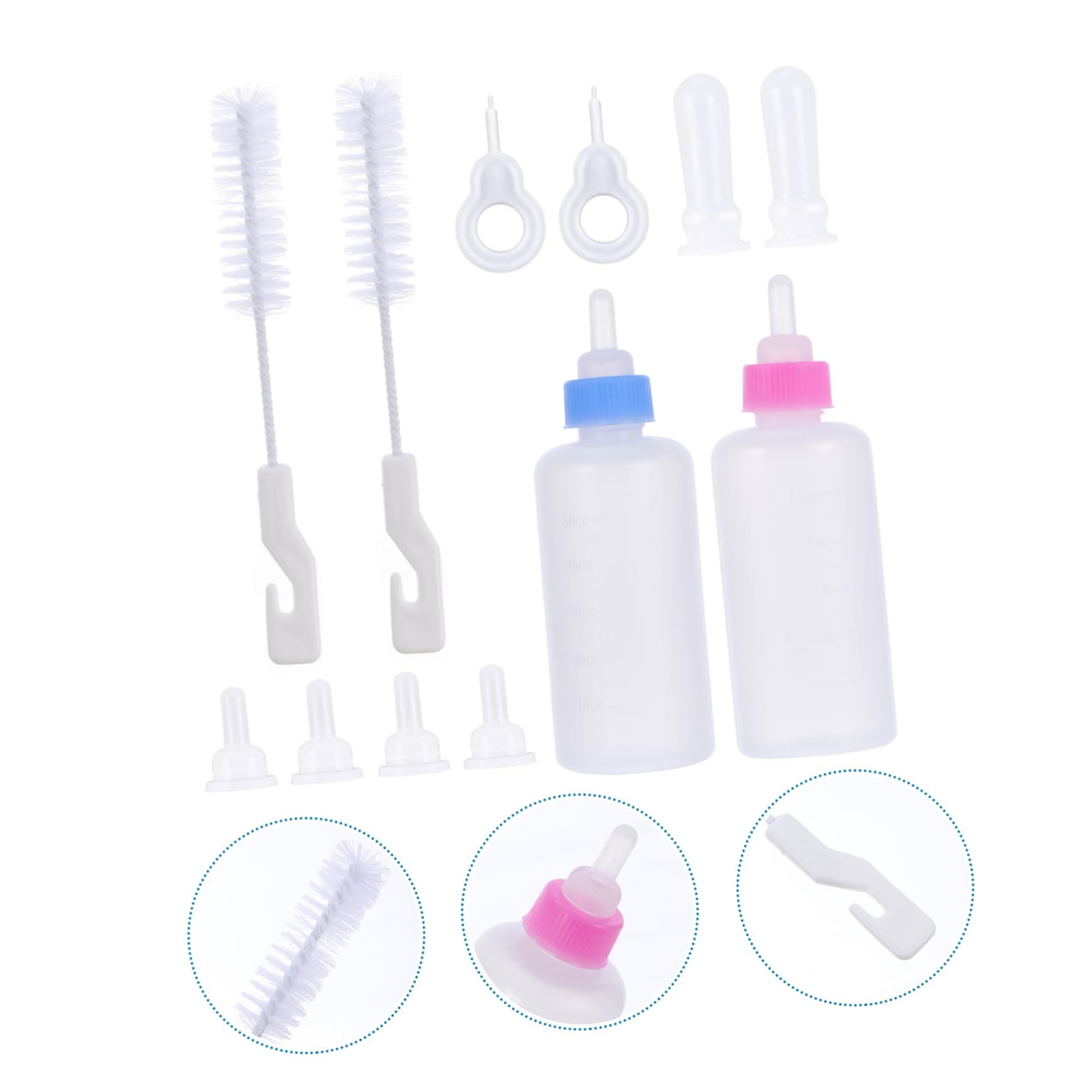 Hohopeti 12-Piece Pet Nursing Bottle Set Cat Dog Feeding Kit Soft Silicone Easy Portable