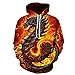 ASHGNV Dragón de Fuego Impresión Digital 3D Sudadera con Capucha Unisex HD Pullover Sudadera Ligera Conjunto de Pareja de Bolsillo-XXL