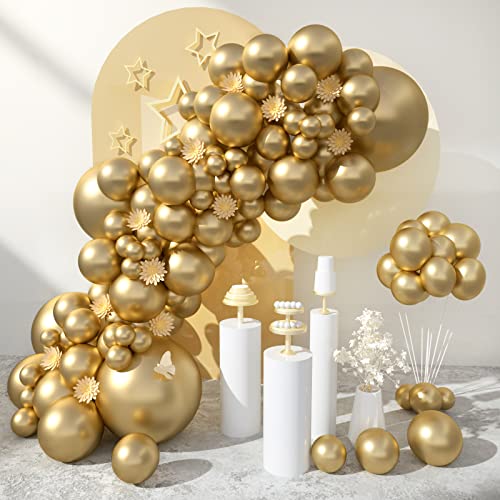 Henviro Metallic Gold Party Balloons - 100 Pcs 5/10/12/18 Inch Balloons Helium Quality Latex Balloons As Birthday Party Balloons/ Graduation Balloons/ Valentines Day Balloons/ Baby Shower/ Wedding