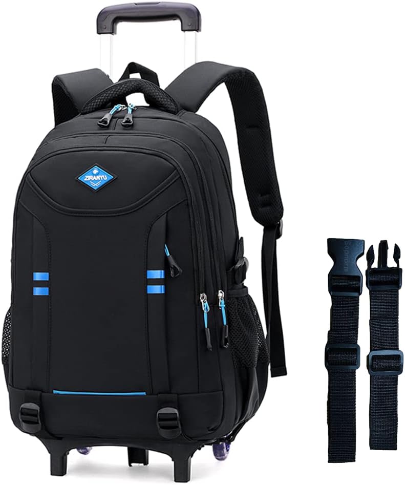 Rolling Backpack for Boys Elementary School Bag with Wheels Travel Trolley Bag 2 wheels and 6 wheels