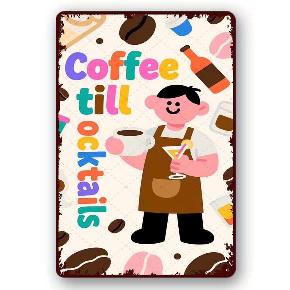 peiyeety Rustic Tin Sign Decor Coffee Bar Signs Farmhouse Metal Signs Coffee Corner Decor Supplies Kitchen Sign 8x12 Inch
