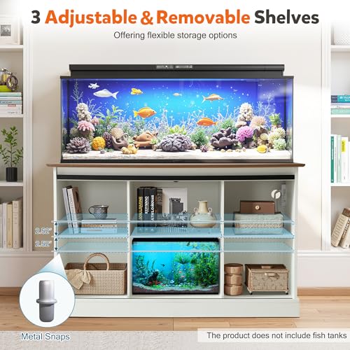 Image of 55-75 Gallon Fish Tank Stand with Power Outlet & Sliding Barn Doors
