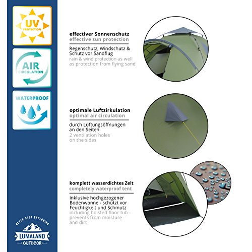 Miniatura 6 de Where Tomorrow Pop Up Tienda Inflable Tienda Familiar De 3 A 4 Personas 210 X 210 X 120 Cm Impermeable Y Resistente Al Viento Camping, Festival, Viajes, Playa Ultraligera Y Resistente