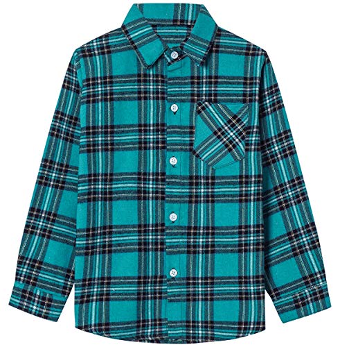 Image of SANGTREE Women and Girls Long Sleeve Flannel Casual Button Down Plaid Shirt