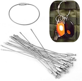 20 Pcs Wire Key Ring,Stainless Steel Wire Key Chain,Cable Rope Key Ring Loops With Screw Lock For Hanging Luggage Tags Or Id Tags
