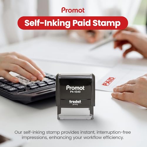 Promot Paid Stamp Self Inking - for Office, Accounts Payable Stamp - Rubber Stamps for Retail Use, Red Ink, Self Inking for Business Supplies, Paid Stamper - Image 3