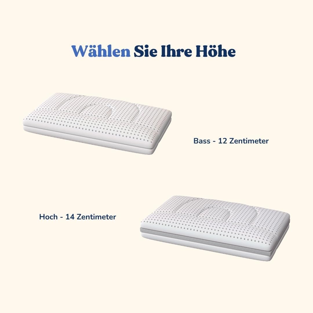 Cuscino Cervicale Ortopedico in Memory Foam - Due Altezze Disponibili, Basso e Alto, Antirussamento, Allevia Dolori, Antiacaro, Anallergico (Basso 12 Cm)