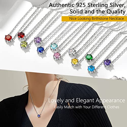 Prosilver September Birthstone Necklace For Women Gifts Silver Dainty Blue Crystal Necklace #TOP4