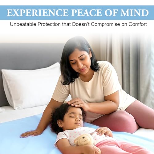 Image of GLUN Quick Dry Absorbent Baby Bed Sheet for Mattress Protector, Pack of 1 Baby Blue Bed Sheet, Size 50x70cm, Waterproof, Quick Drying Material, Anti-Itching Cloth