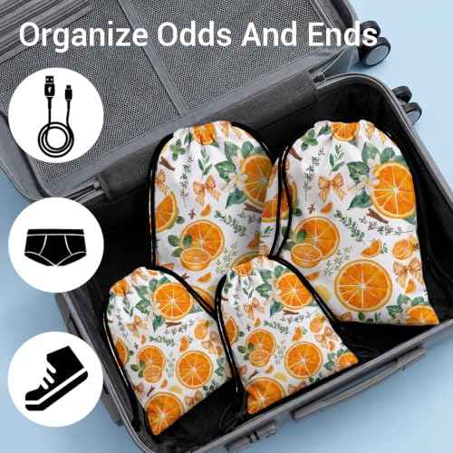 Image of Orange Fruit Drawstring Storage Bag Lightweight Gym Pouch for Dance Classes Shoes Headphones