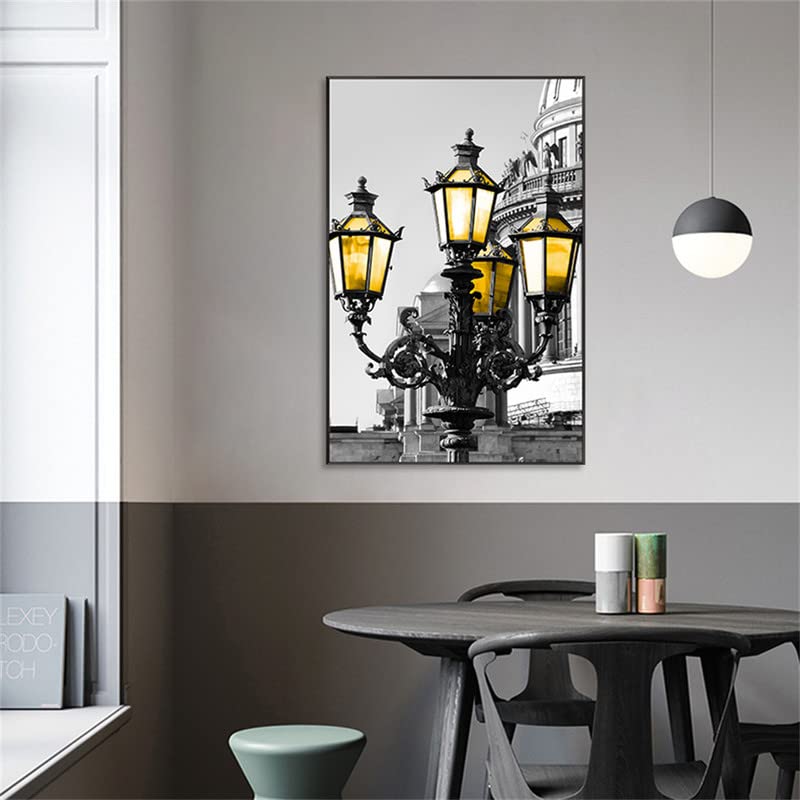 Amazon.co.jp: 街灯 アートパネル 1枚セット 飾り絵 通りの風景 レトロ