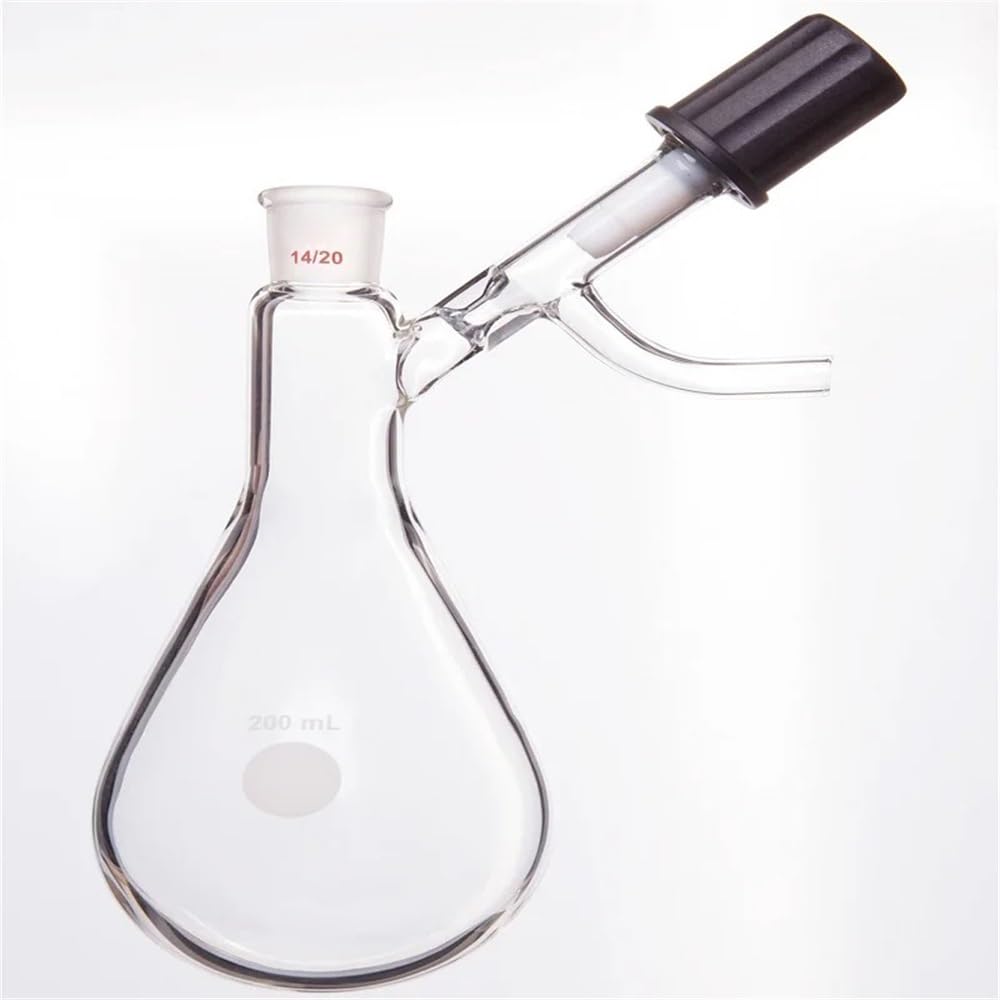 Vetreria da laboratorio Flacone di reazione da 4 mm con valvola in PTFE for alto vuoto, pallone in vetro borosilicato F90(25mL-F901425H)
