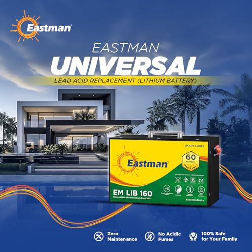 Image of Eastman EM LIB 160 Smart Lithium-Ion Inverter Battery 12.8V 100Ah for Home, Office & Shops | Universal Compatible | Lead Acid Replacement | Zero Maintenance | Fast Charging | 5 Years Warranty