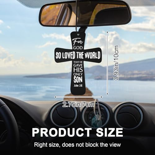 Image of Fumete 24 Pcs Christian Gifts for Men Cross Car Air Fresheners Bulk God So Loved The World Air Freshener Religious Fresh Scented Hanging Ornaments Gifts for Church Sunday School Car Driver