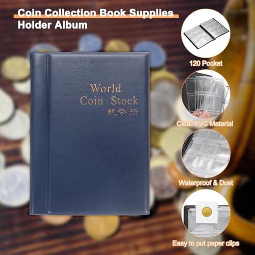 Álbum para Monedas con 120 Bolsillos y Cubierta de PU Azul miniatura 3