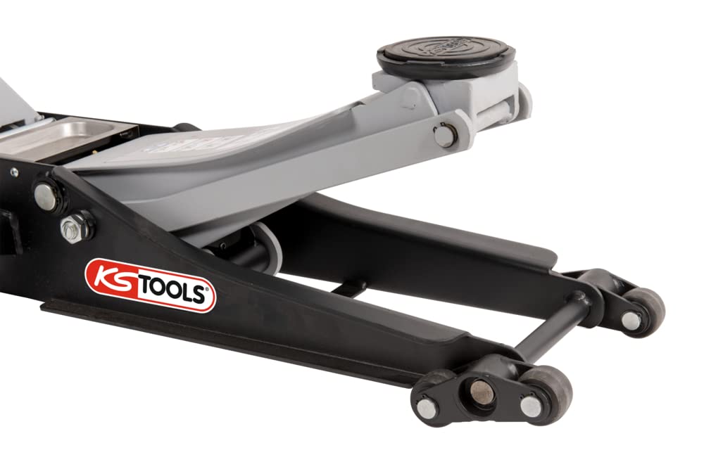 KS Tools 161.0372 - Gato hidráulico extrabajo | Gato hidráulico extra bajo acero ULTIMATE 2 t con doble rueda delantera, elevación automotriz