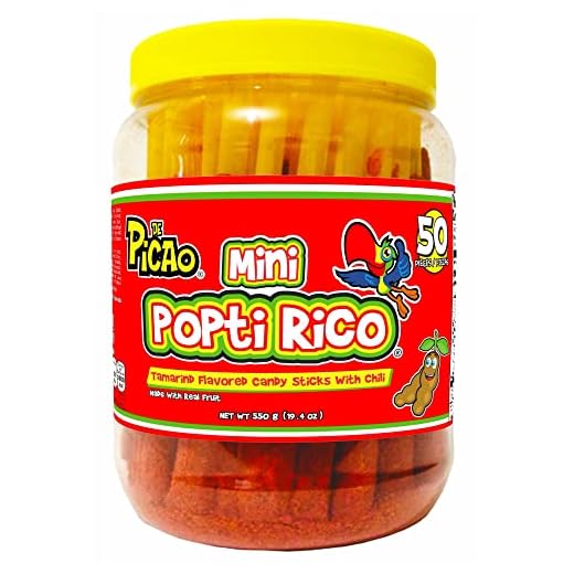 PICAO Mexican Candy Tamarind Paste Candy Spicy Sticks Straw Chili Powder Mini Poptirico Vitrolero 50Ct./550g. Dulce de Tamarindo Mexicano Con Chile en Popote con Polvo Delicioso con 50Pieza/550g.