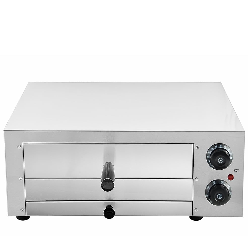 TAIMIKO Pizzaofen elektrisch,Mini Backofen 12‘’ große Professioneller Elektrischer Pizzaofen 1 Kammer Pizzabackofen Pizza Pizzastein & Regal Gastro Steinbackofen, Brot, Kuchen, Pasteten usw (12'')