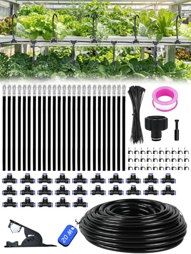 Bewässerungssystem Garten bewässerung 20 m Tropfbewässerungssystem, Gartenbewässerungssystem Gewächshaus, 25 Biegsames Nebelrohr, für Garten, Gewächshaus, Terrasse, Balkon