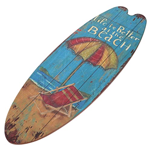 Sommer Surfboard Deko, Deko Surfbrett Wandschild Surfer, Surfbrett Holzschild Außendeko Für Sommer Innenbereich Zuhause Bar für Wände am Meer, tropische Bars, Heimparty-Dekor (17.7in)