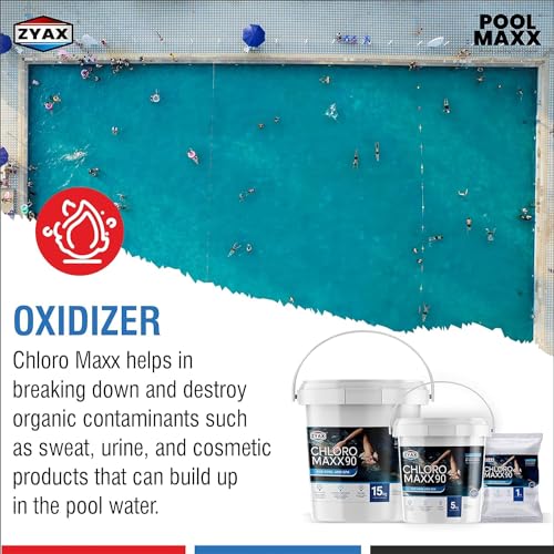 Image of ZYAX Chloro Maxx 90-5Kg (Pack of 2) TCCA 90 Chlorine Granules for Pool Water Treatment