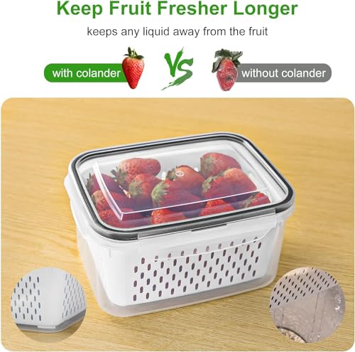 image for Freshmage Fruit Storage Containers for Fridge with Removable Colander,
