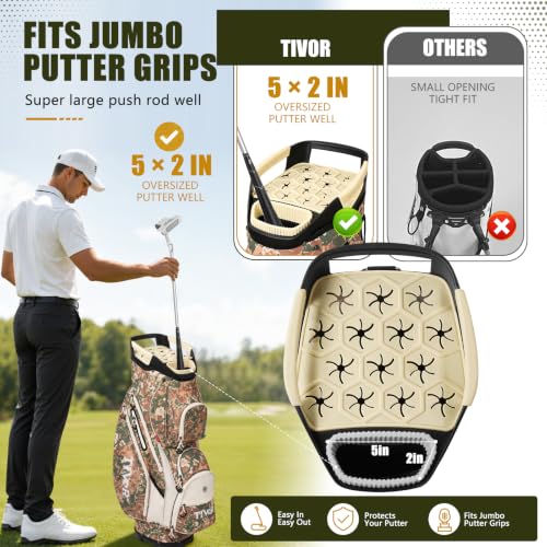 15 Way Golf Cart Bag for Men, Silent T-Lock, Full-Length Dividers, Camo by Tivor - Used condition - Image 4