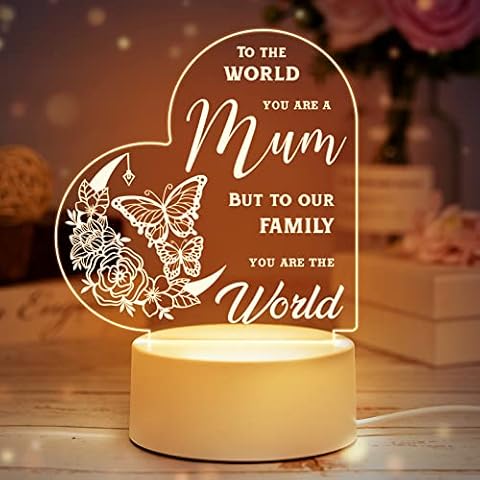 Mothers Day Gifts for Mum from Daughter, Engraved Acrylic Night Light, Mum Birthday Gifts, Special Gifts for Mum, Mum Gifts from Daughter, Birthday Gifts for Mum Step Mum, Mum Presents LED Light Cover